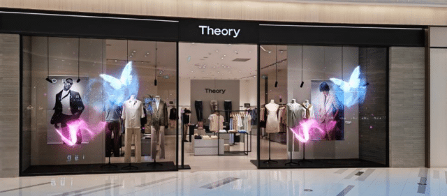 ecran hologramme en vitrine 